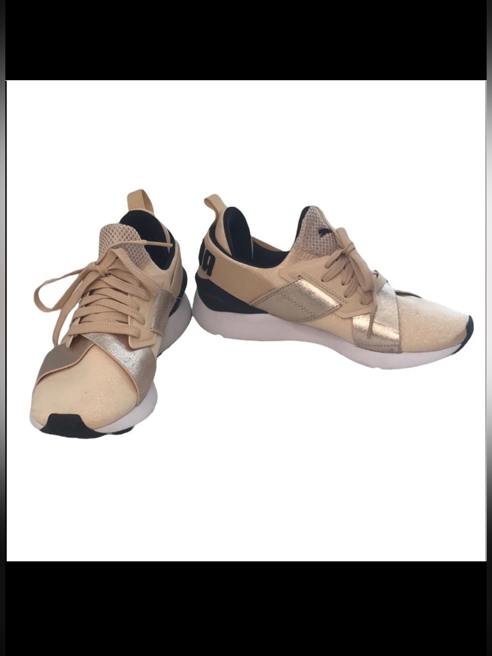 PUMA Muse Pink & Metallic Rose Gold Sneaker Running Shoes - Size 7.5